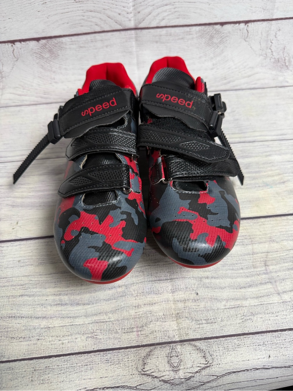 Speed Camo Mountain Bike Shoes Red Grey Camouflage MTB Cycling Size 42